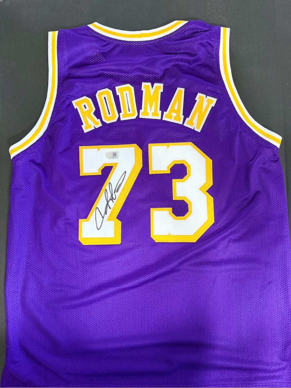 Dennis Rodman LA Lakers Autographed Purple Number 73 Jersey - Men SWAU Cert